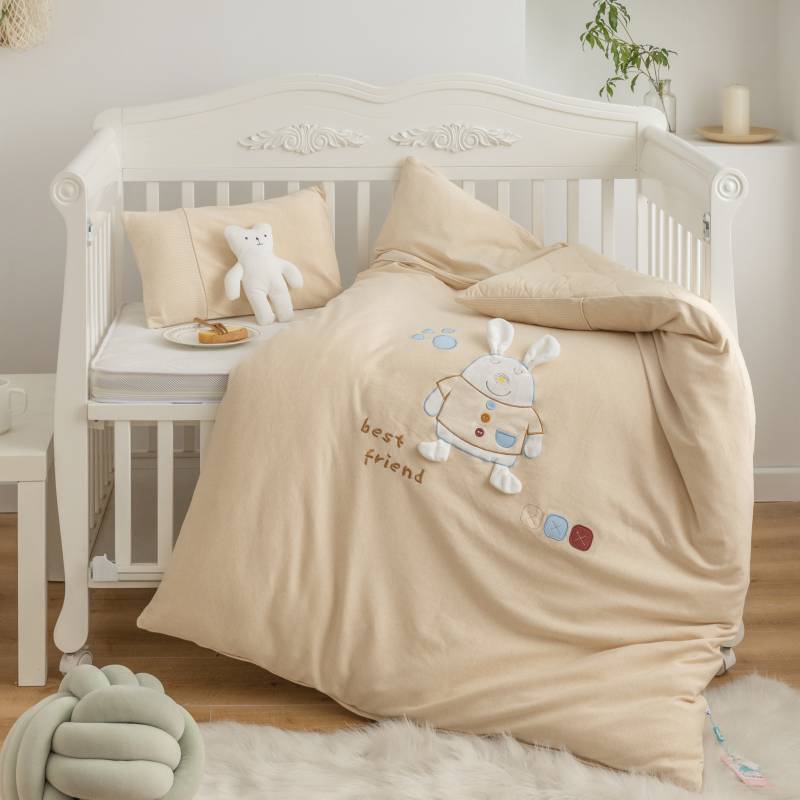 Knit Colored-curren Pure Colour Embroid Children Duvet Set