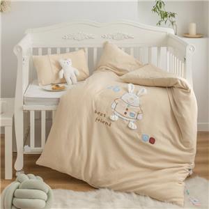 Knit Colored-curren Pure Colour Embroid Children Duvet Set