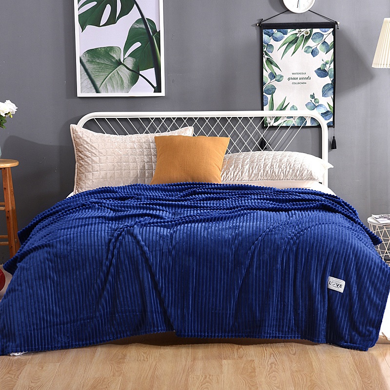 Pure Color Large Striped Woollen Blanket